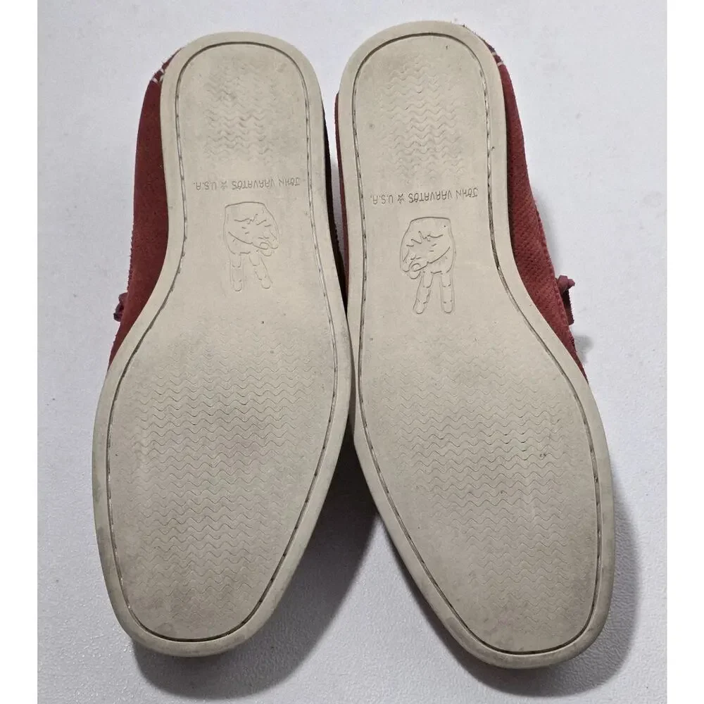 John Varvatos Firebrick Red Schooner Shoe Laceless Star USA Suede Sz. 7.5